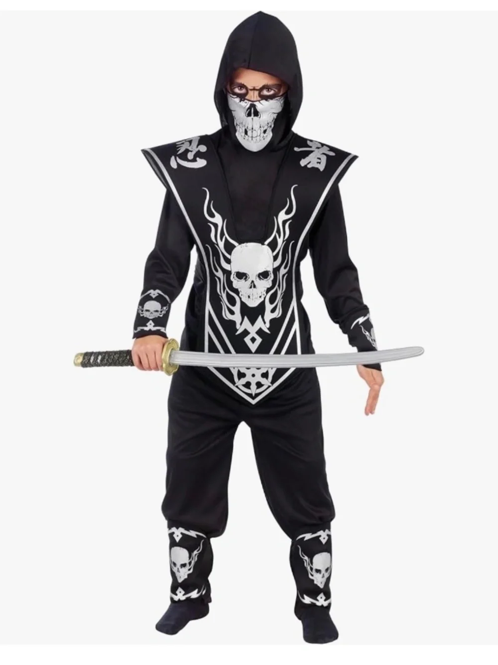 Fun World Boys Silver Skull Ninja Halloween Costume Multicolor Size L (10/12)